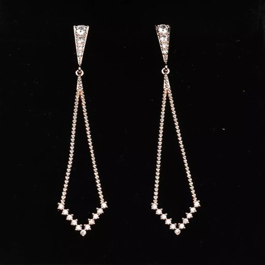 Silver and Cubic Zirconia Long Dangle Earrings