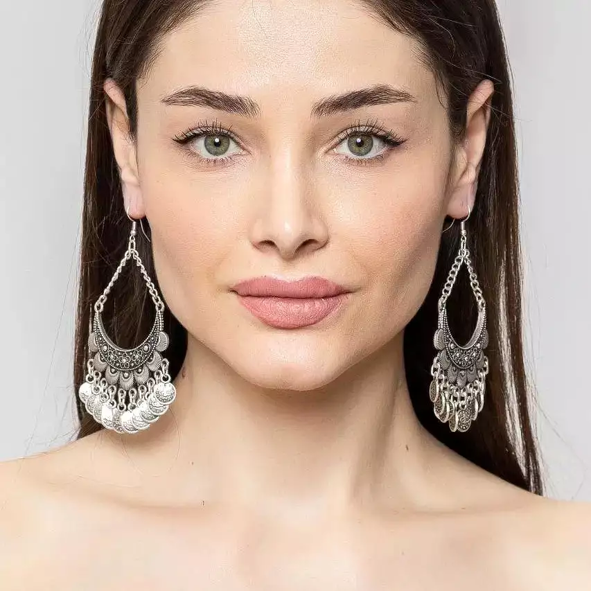 Silver Boho Style Artisan Earrings