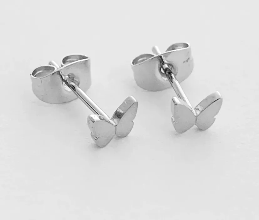 Silver Butterfly Stud Earrings