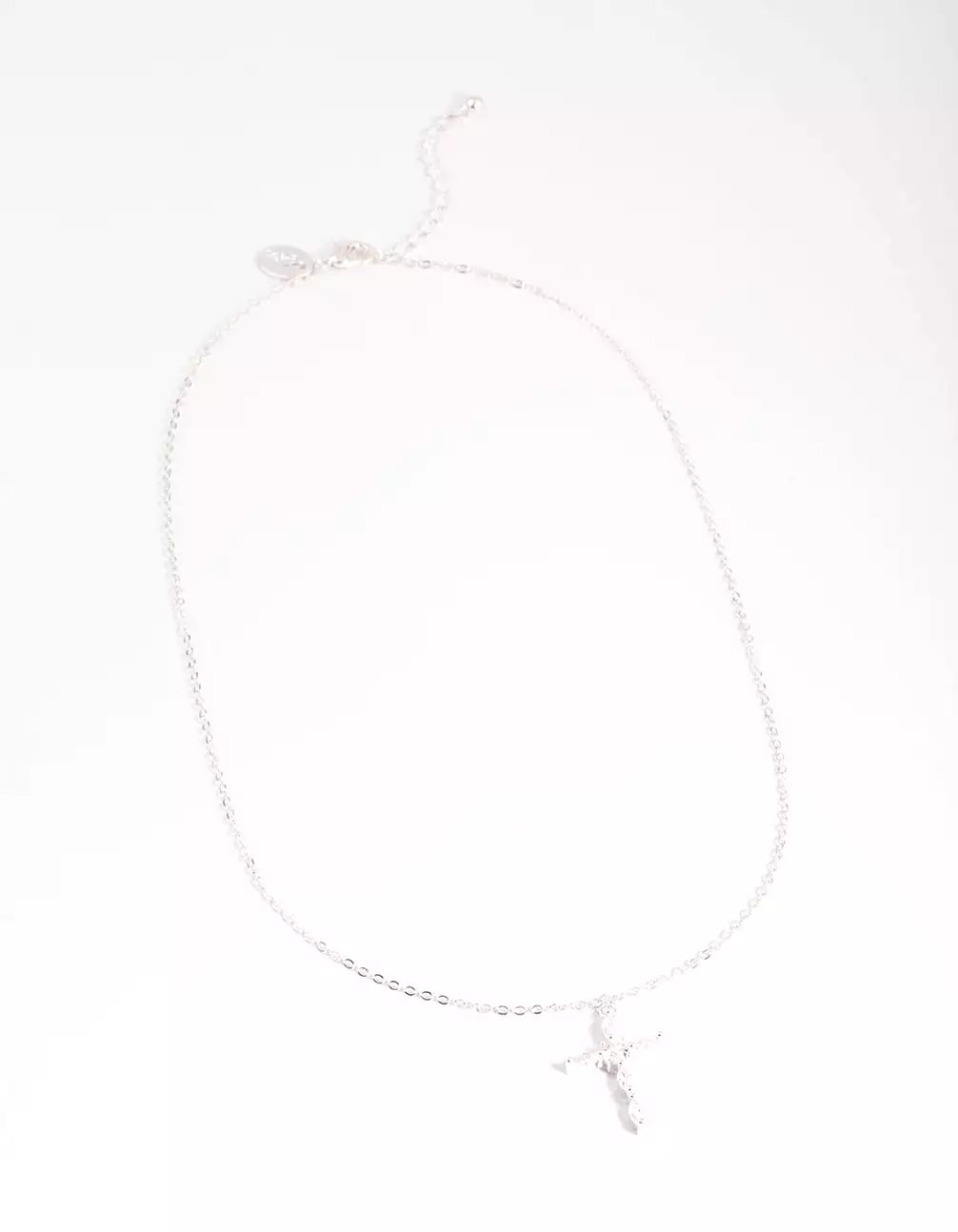 Silver Classic Diamante Cross Necklace