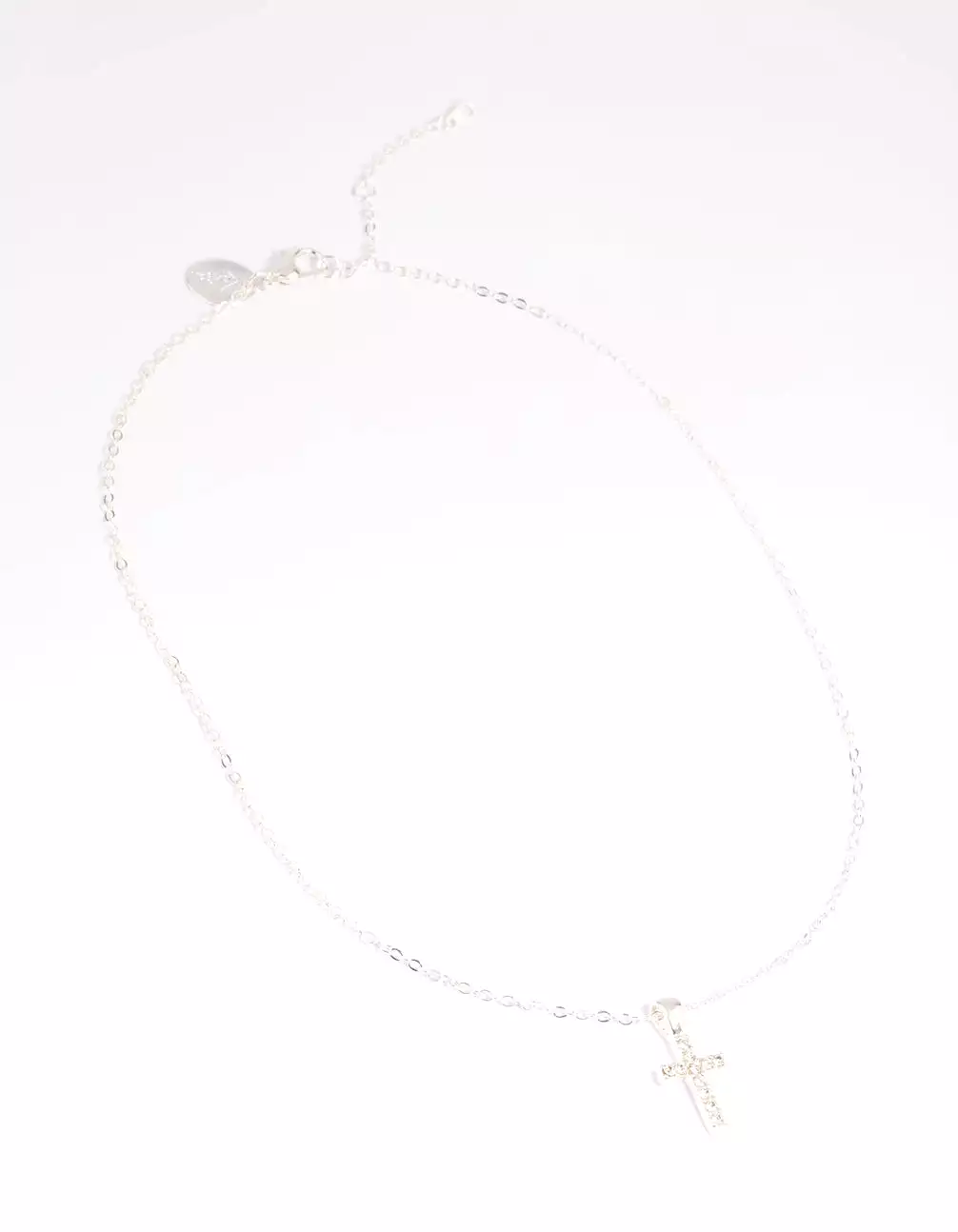 Silver Diamante Cross Necklace