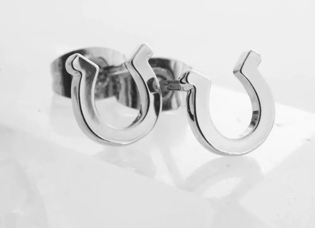 Silver Horseshoe Stud Earrings