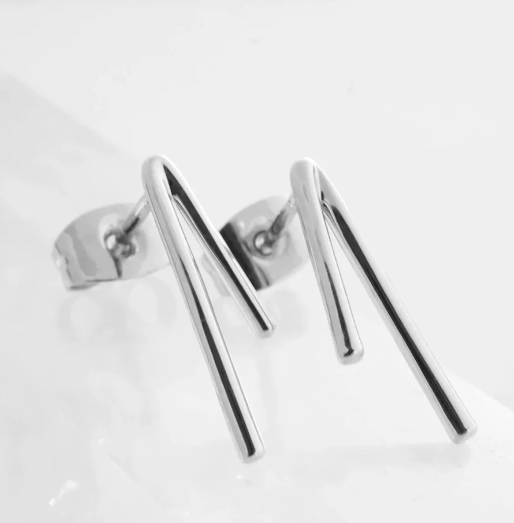 Silver Lucy Bar Stud Earrings