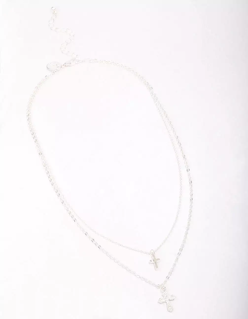 Silver Mixed Texture Cross Necklace