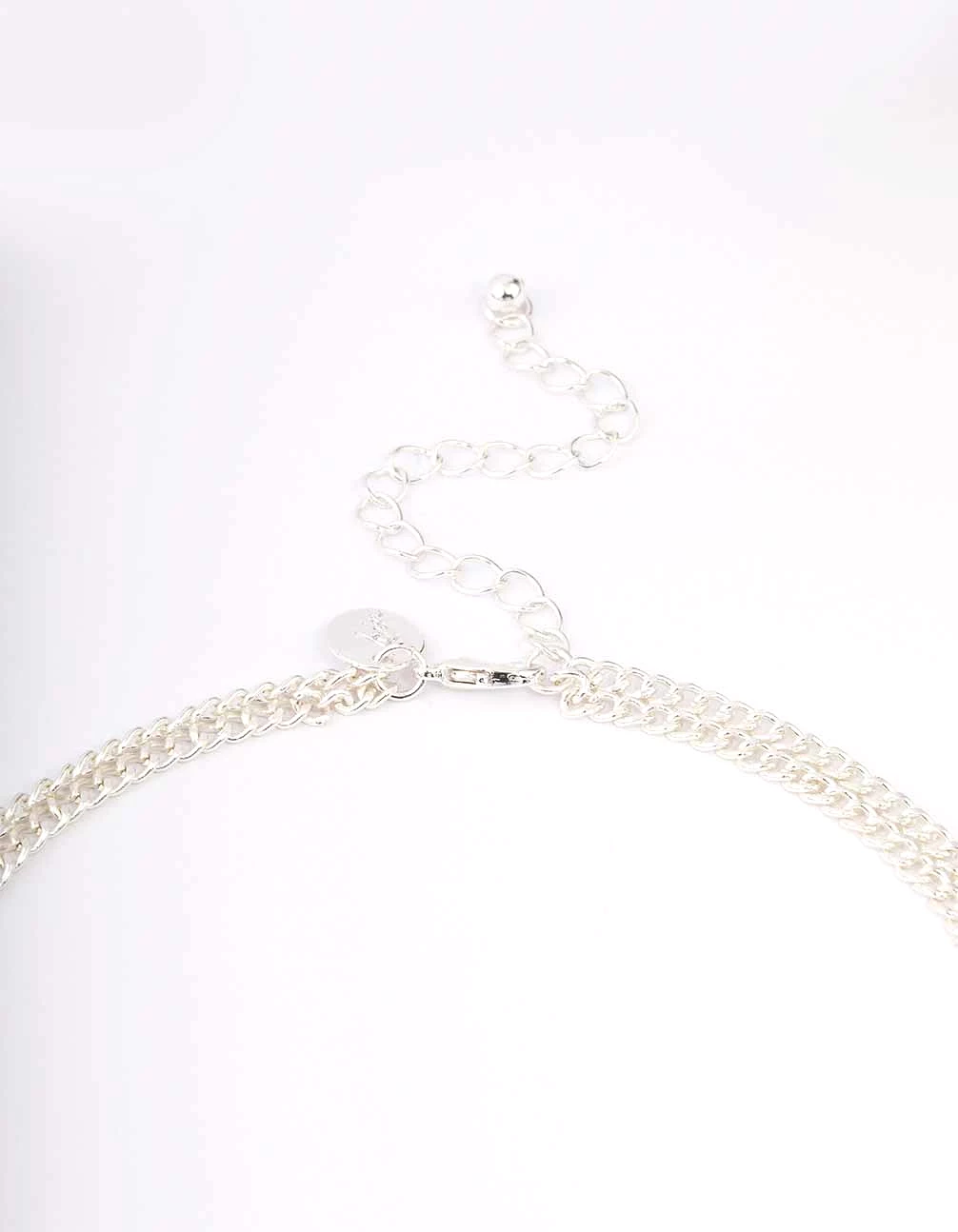 Silver Oval Long Chain Necklace