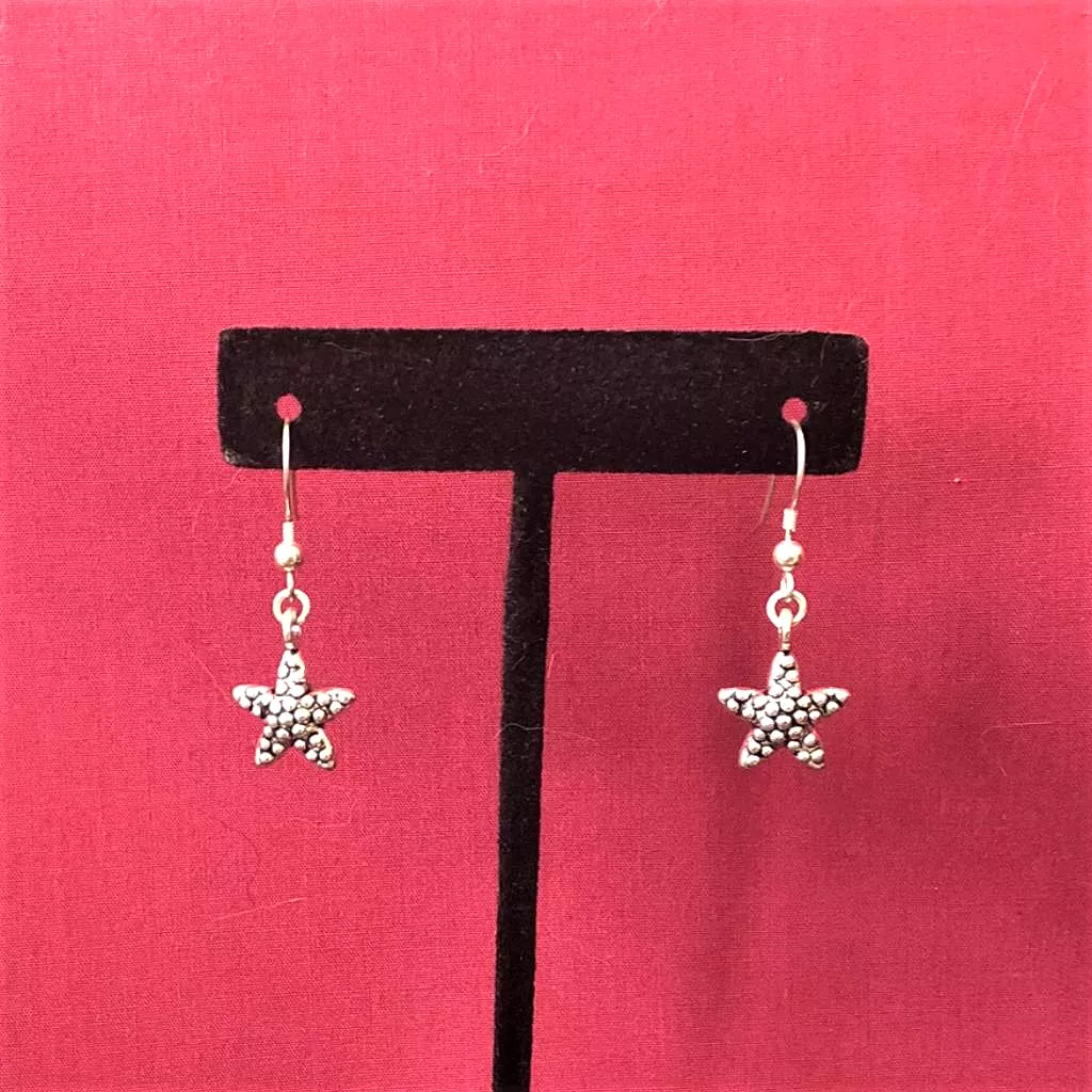 Silver Starfish Dangle Earrings