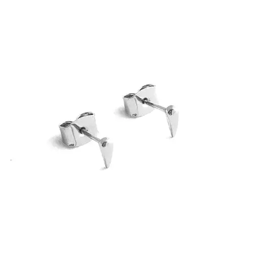 Silver Tusk Droplet Stud Earrings