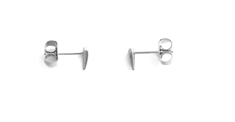 Silver Tusk Droplet Stud Earrings