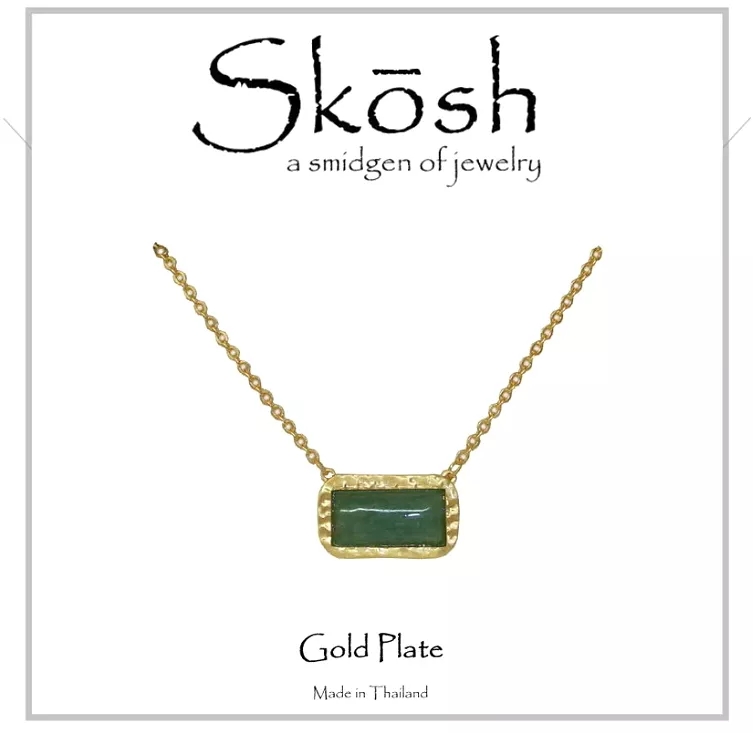 Skosh Satin Gold Green Aventurine Necklace