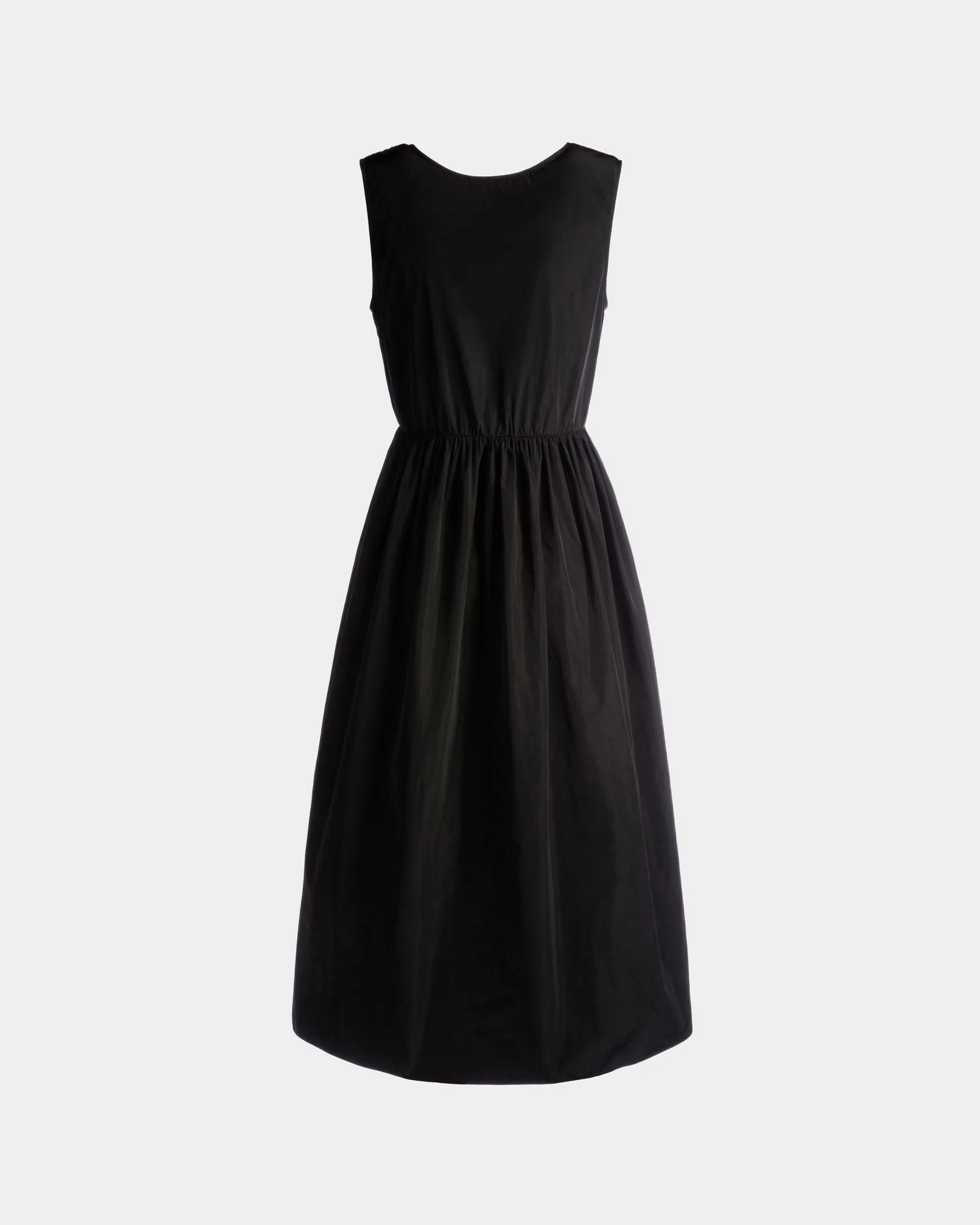 Sleeveless Midi Dress in Black Technical Duchesse 