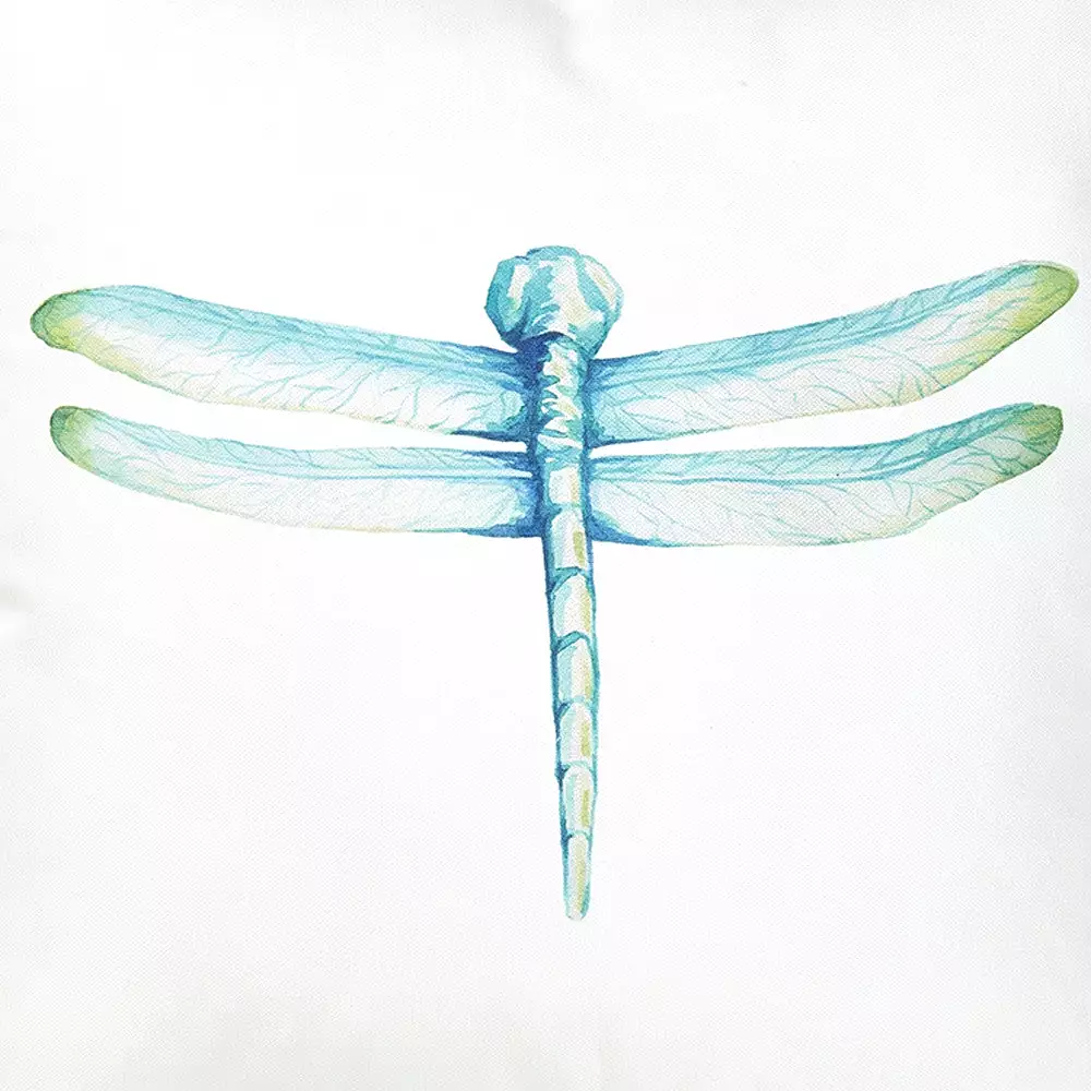 Square Aqua Blue Watercolor Dragonfly Decorative Throw Pillow Cover