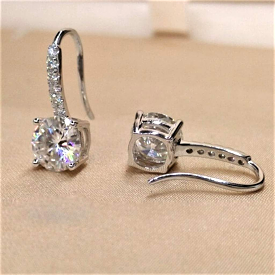 Sterling Silver and Cubic Zirconia Drop Earrings