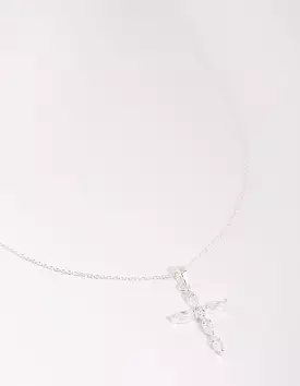 Sterling Silver Cubic Zirconia Cross Necklace