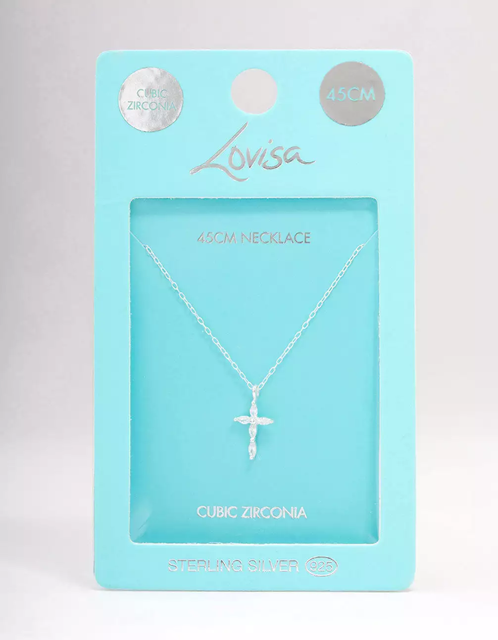 Sterling Silver Cubic Zirconia Marquise Cross Necklace