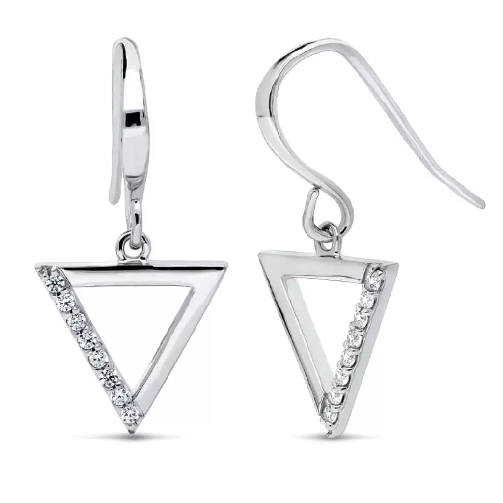 Sterling Silver CZ Triangle Earrings