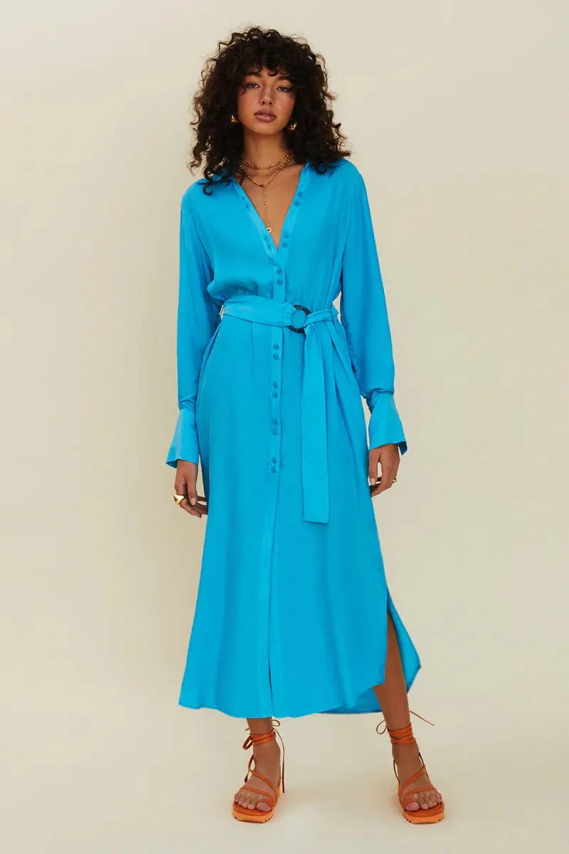 Suboo Halley Long Sleeved Shirt Dress - Turquoise