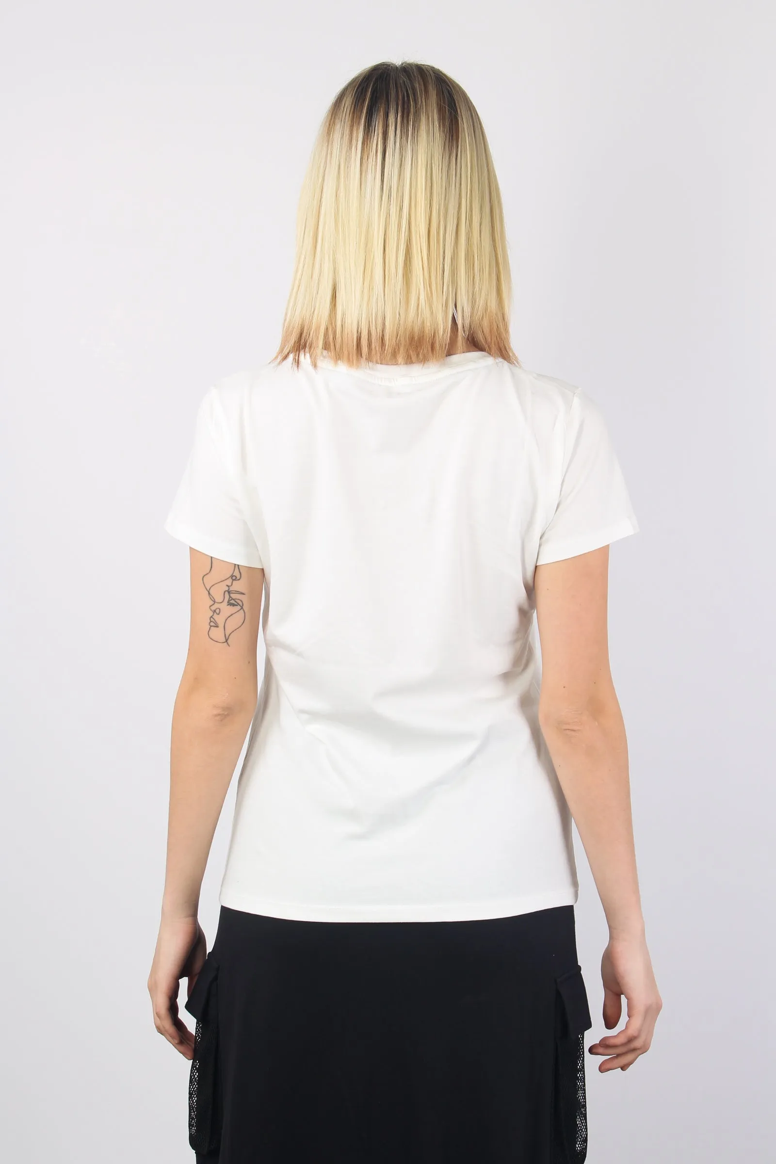 T-shirt Strass Logo Light Ivory