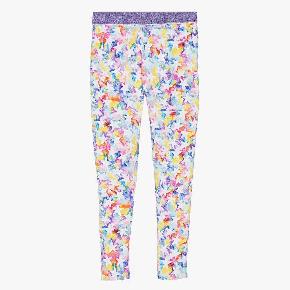 Teen Girls Purple Rainbow Star Leggings 