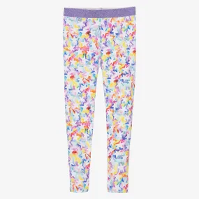 Teen Girls Purple Rainbow Star Leggings 