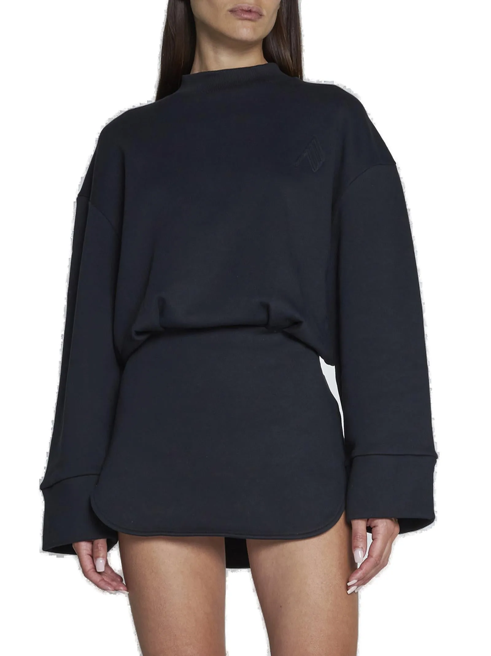 The Attico Irene Logo Embossed Long Sleeved Mini Dress