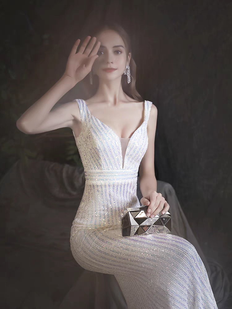 The Lerenta White Sequined Dress