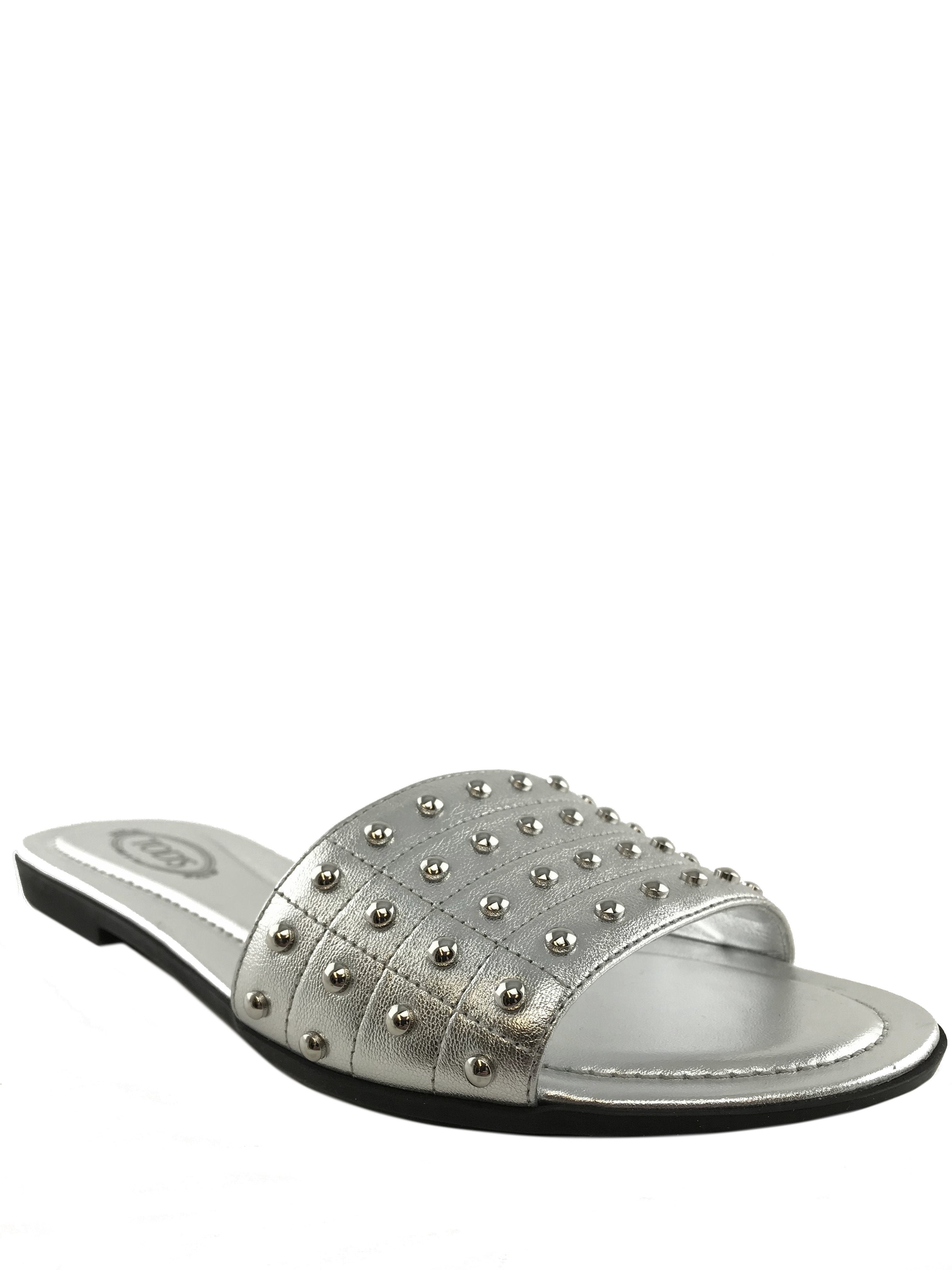 Tod's Studded Leather Slide Sandal Size 7