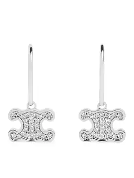 TRIOMPHE EARRINGS WITH RHODIUM-PLATED BRASS RHINESTONE AND SILVER CRYSTALS