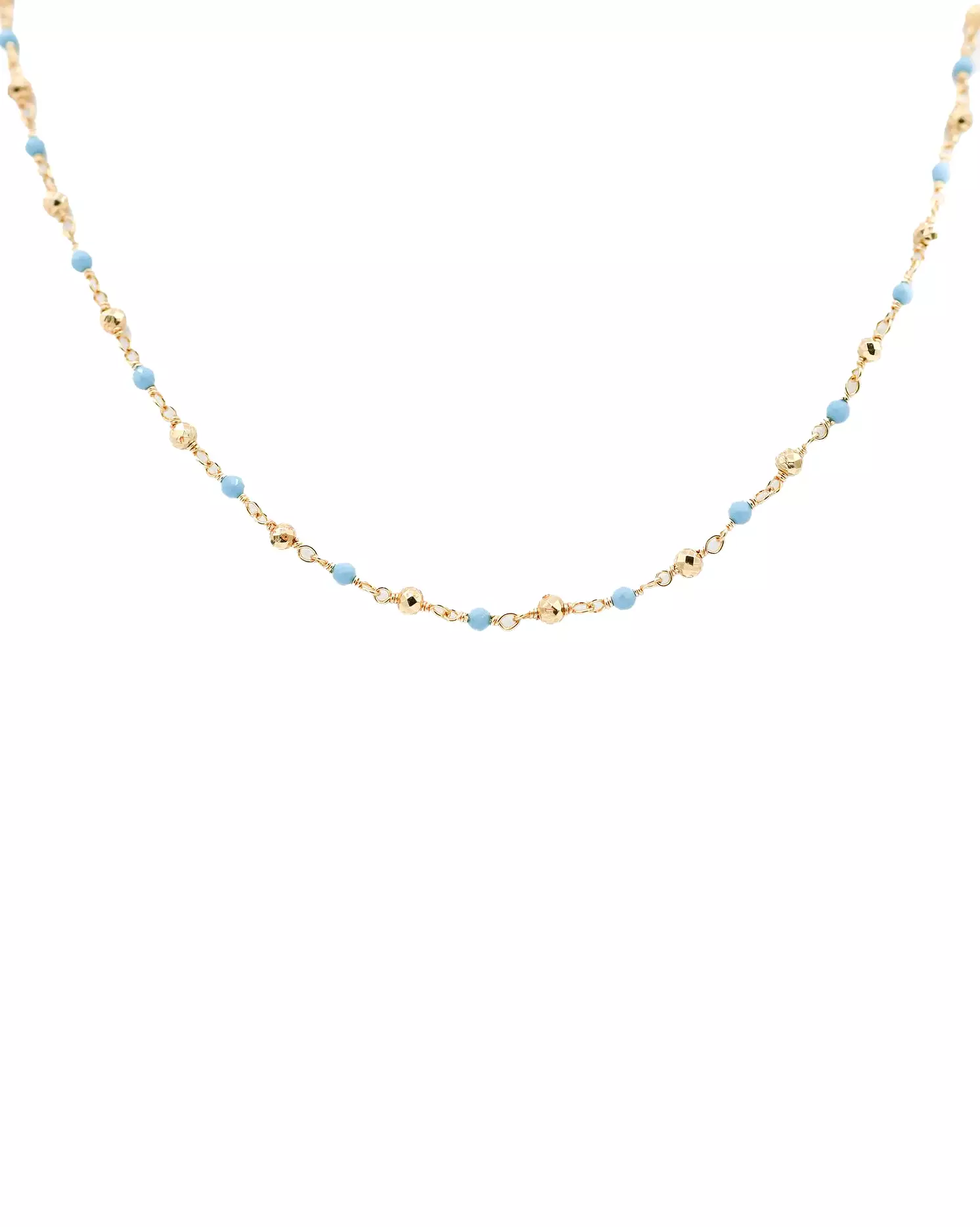 Turquoise & Golden Pyrite Long Necklace - 32