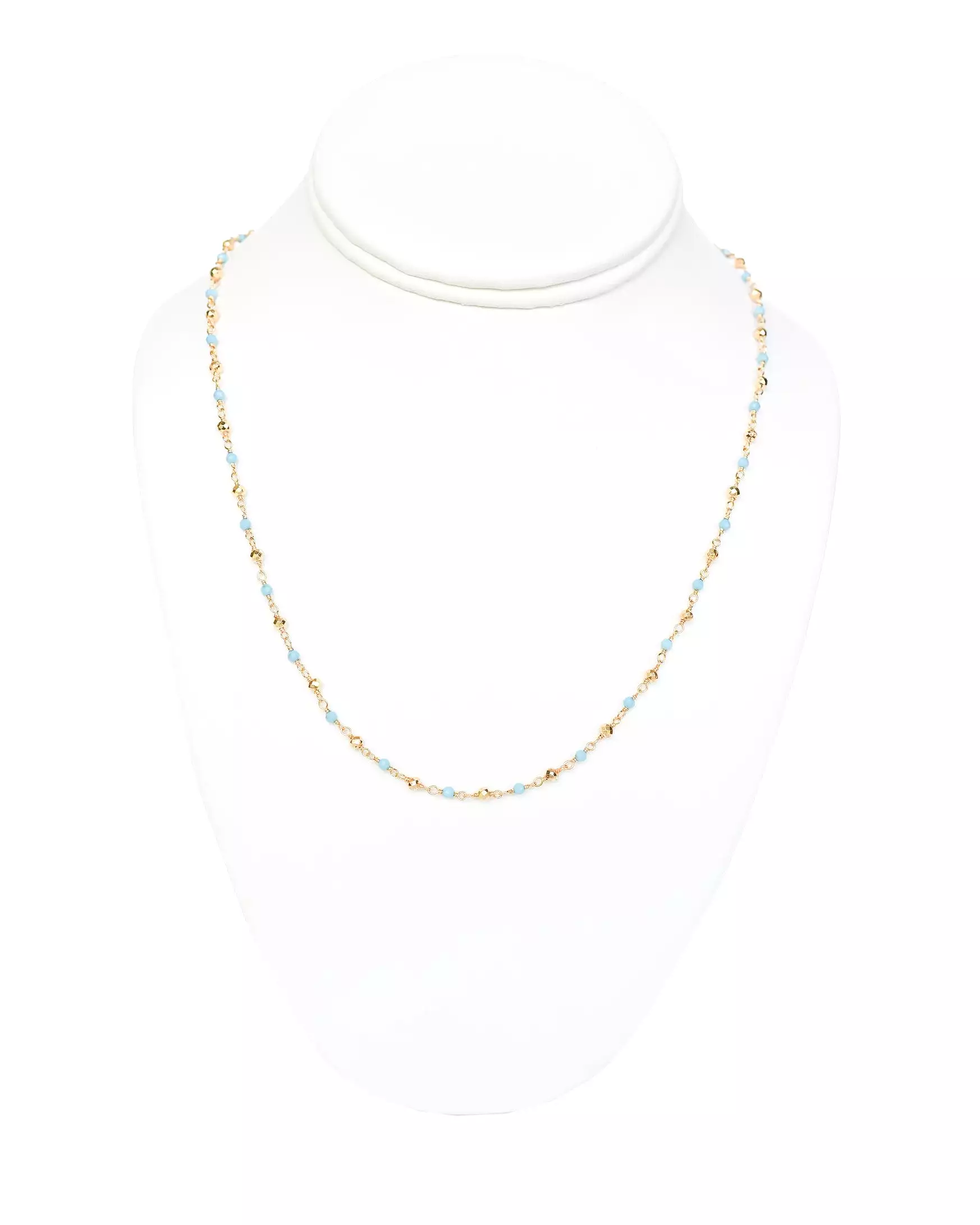 Turquoise & Golden Pyrite Long Necklace - 32