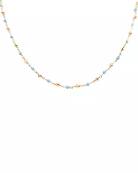 Turquoise & Golden Pyrite Long Necklace - 32