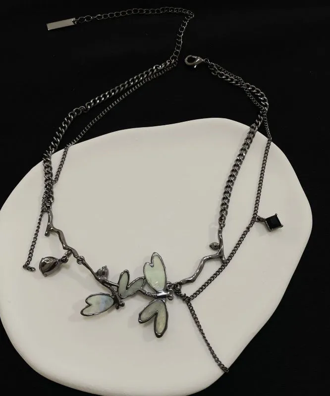 Unique Black Metal Alloy Dragonfly Pendant Necklace