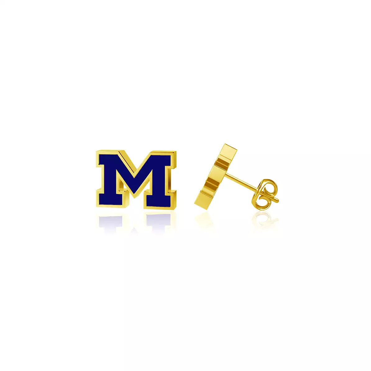 University of Michigan Post Earrings - Gold Plated Enamel