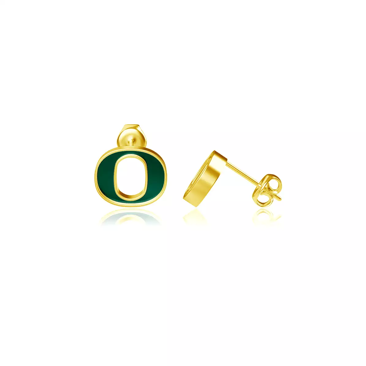 University of Oregon Post Earrings - Gold Plated Enamel