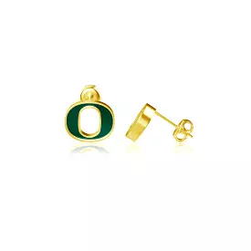 University of Oregon Post Earrings - Gold Plated Enamel