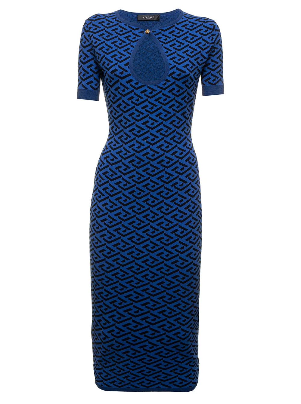 Versace Jacquard Cut-Out Short Sleeved Dress