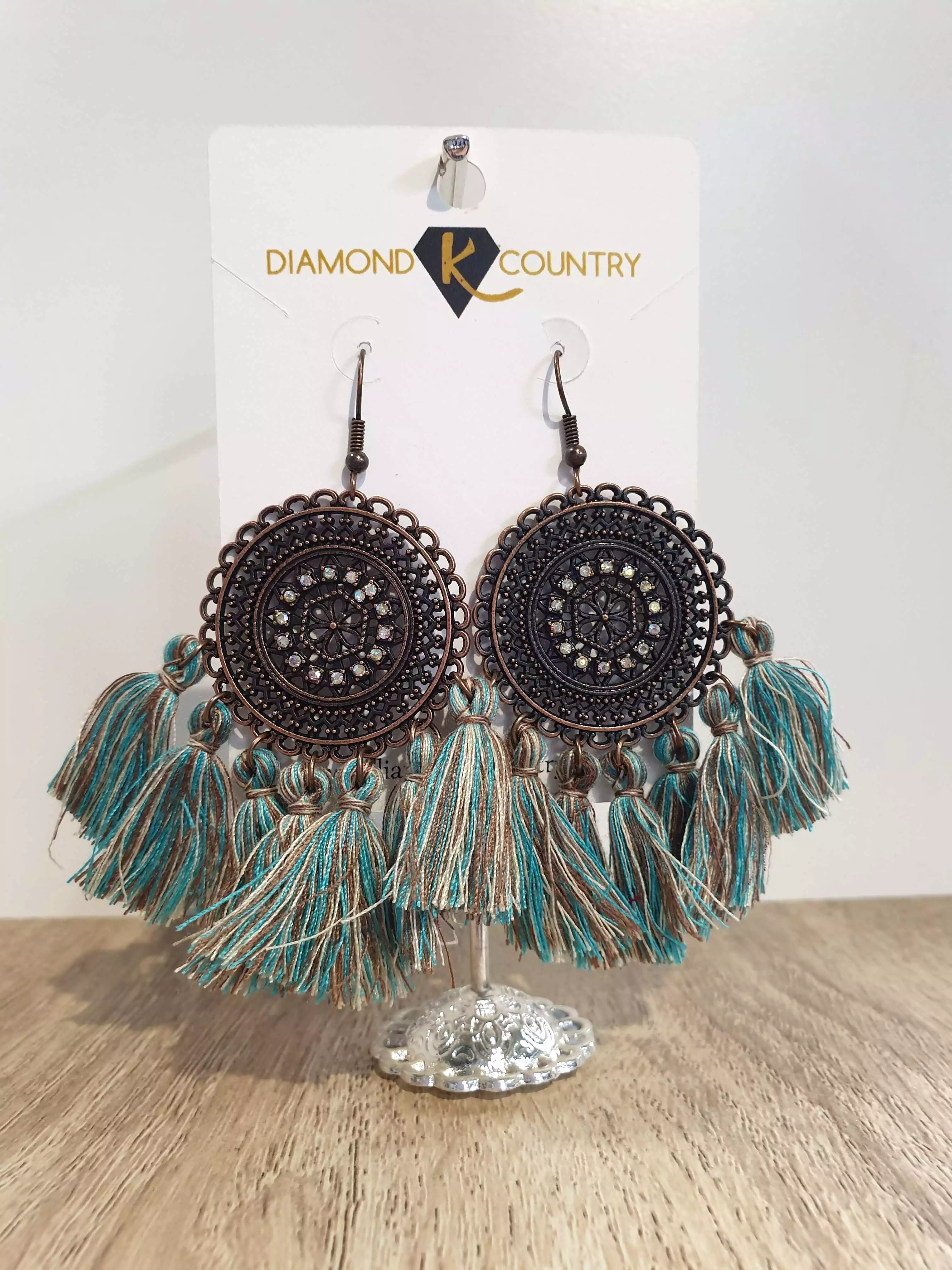 Vintage Boho Round Dangle Tassel Earrings