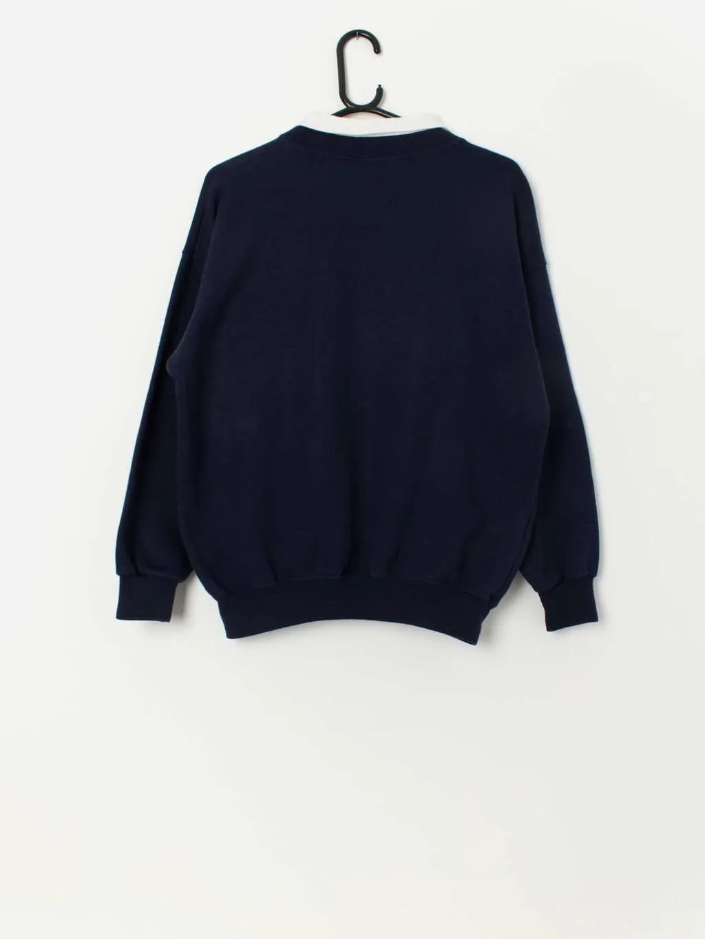 Vintage collared daisy sweatshirt in navy – Medium