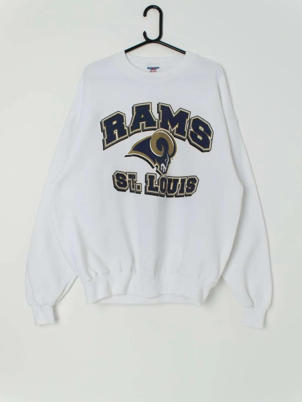 Vintage St. Louis Rams American Football white sweatshirt, made in USA – Large / XL