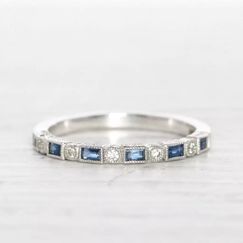 Vintage Style Sapphire and Diamond Band