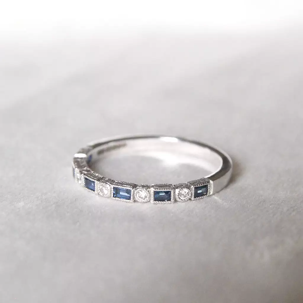 Vintage Style Sapphire and Diamond Band