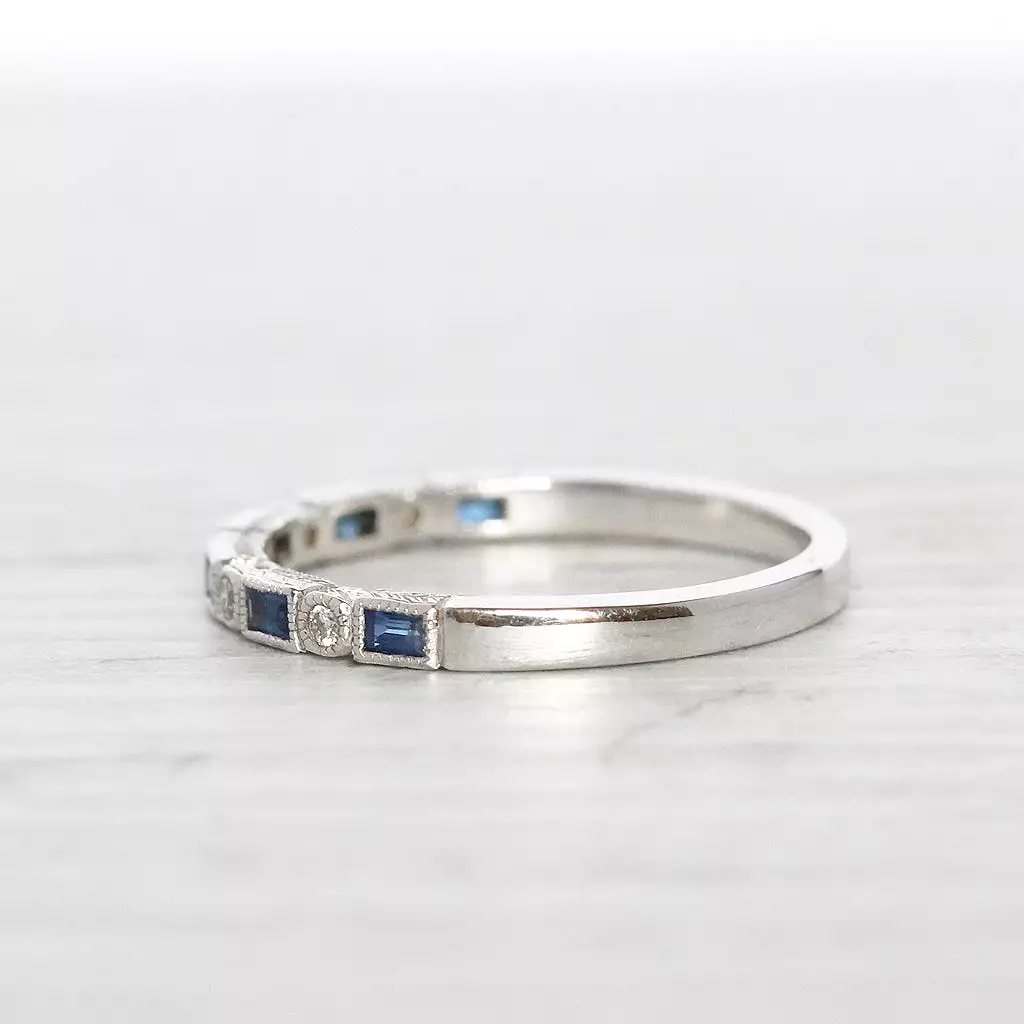 Vintage Style Sapphire and Diamond Band