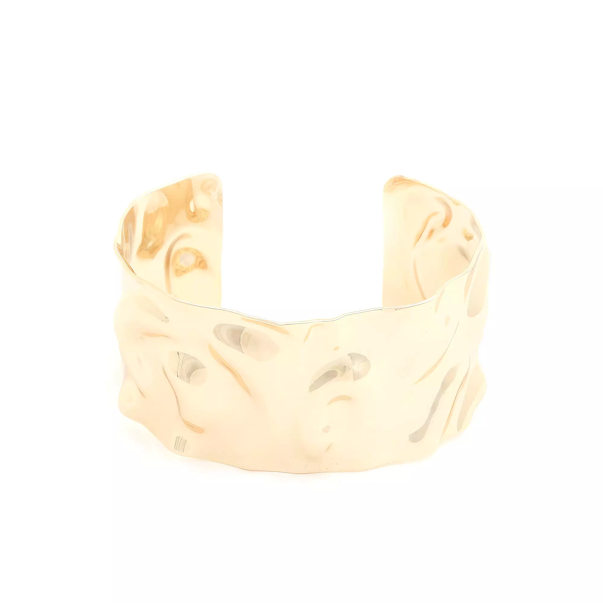 Wide Hammered Metal Cuff Bracelet