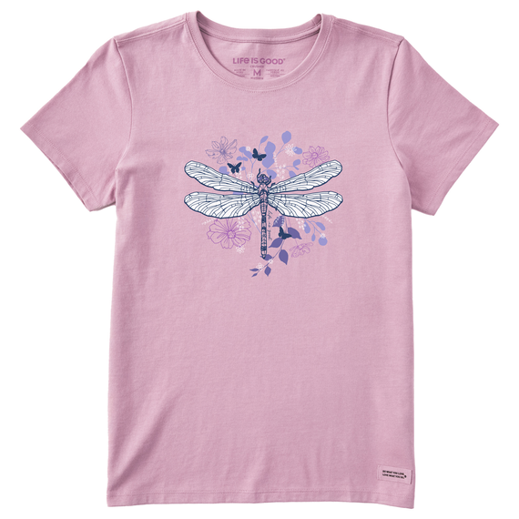 Women's Floral Backdrop Dragonfly  Crusher Tee