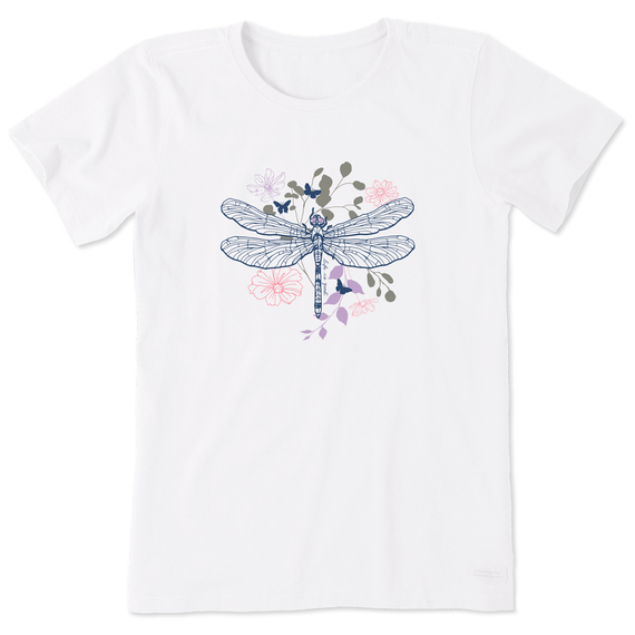 Women's Floral Backdrop Dragonfly  Crusher Tee