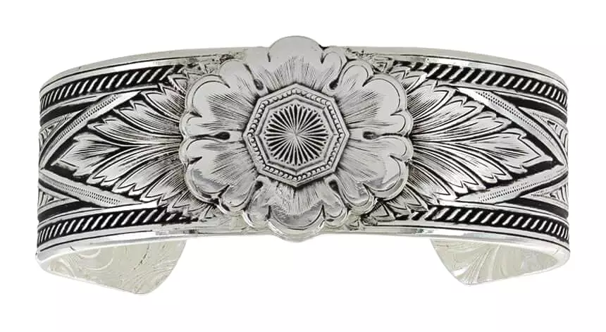 Women's Montana Silversmiths Carved Peony Cuff Bracelet