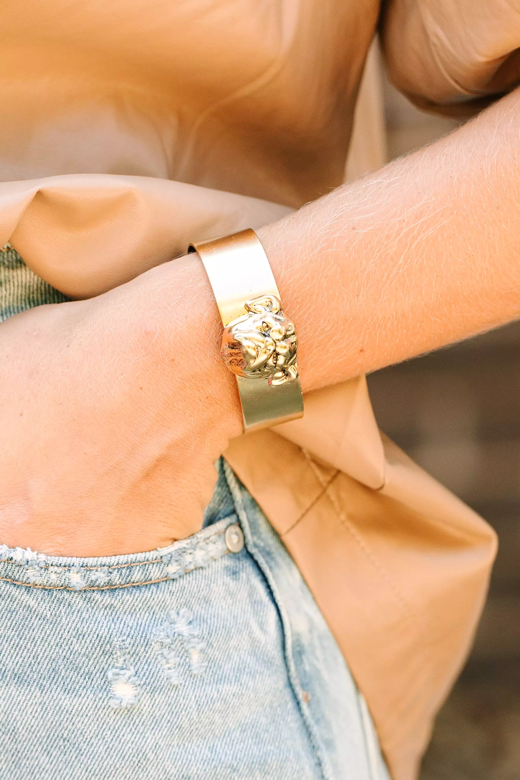 Yochi: Bulldog Gold Cuff Bracelet